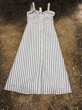 Francesca's Blue and White Striped Button-Front Sundress NWT | women’s sm